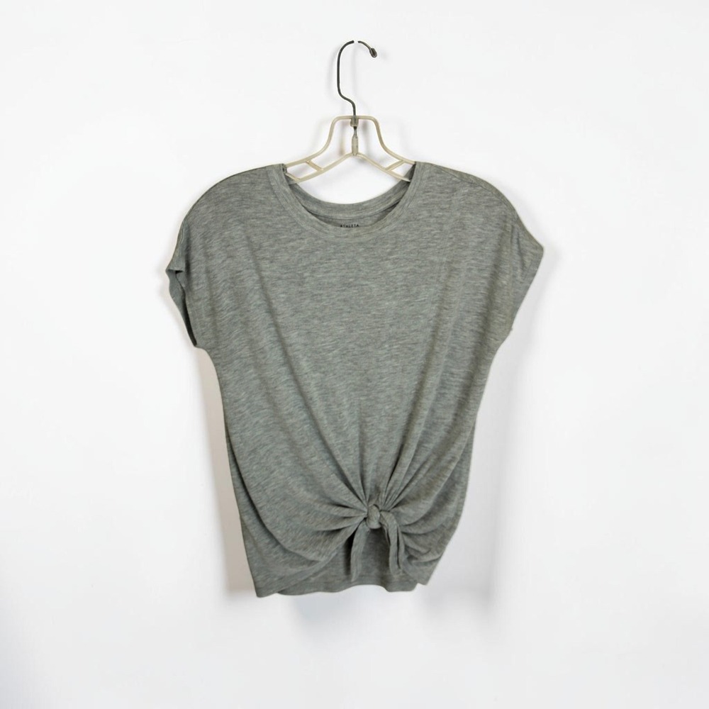 Athleta Girl Gray Front Tie Short Sleeve T-Shirt‎ Size XL/14